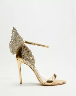 Sophia Webster Evangeline Sandal Heels Gold Nappa
