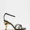 Sophia Webster Flo Flamingo Mid Sandals Black & Gold