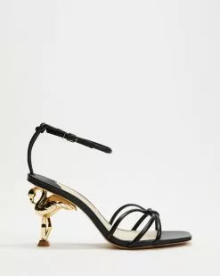 Sophia Webster Flo Flamingo Mid Sandals Black & Gold