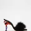 Sophia Webster Flo Flamingo Mules Black, Red & Marabou