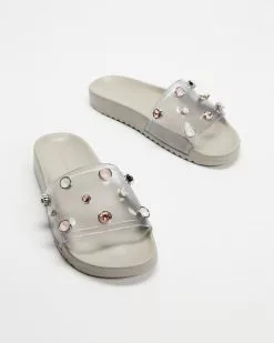 Sophia Webster Dina Gem Slides Light Grey & Pastel