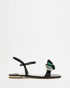 Sophia Webster Riva Flat Sandals Black Melange