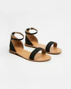 SPURR Tash Wide Fit Sandals Black Nubuck