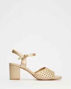SPURR Penny Woven Heels Gold