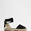 SPURR Ines Espadrille Flats Black Canvas
