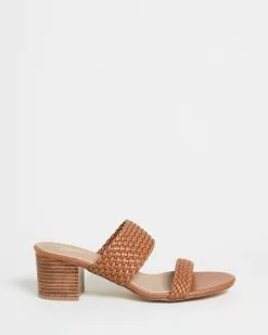 SPURR Lisa Block Heels Tan Woven