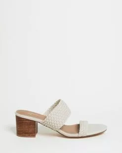 SPURR Lisa Block Heels Cream Woven