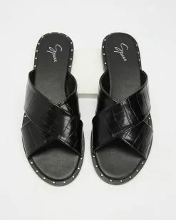 SPURR Ola Slides Black Croc