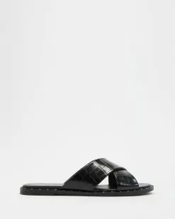 SPURR Ola Slides Black Croc -Sandals Sales Shop http3A2F2Fstatic.theiconic.com .au2Fp2Fspurr 3332 8919621 3