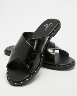 SPURR Ola Slides Black Croc -Sandals Sales Shop http3A2F2Fstatic.theiconic.com .au2Fp2Fspurr 3332 8919621 4