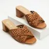 SPURR Razz Wide Fit Heels Tan Woven