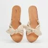 SPURR Teale Slides Natural & Cream Stripe Canvas