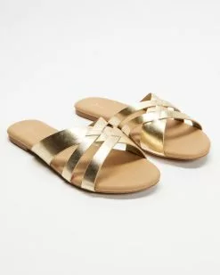 SPURR Allegra Comfort Sandals Gold Smooth