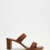 Staud Frankie Ruched Sandals Tan