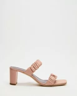 Staud Frankie Ruched Sandals Dark Blush