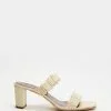 Staud Frankie Ruched Sandals Cream