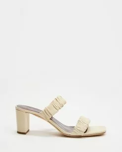 Staud Frankie Ruched Sandals Cream