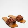 Staud Nina Ruched Sandals Tan