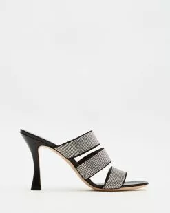 Staud Sonny Rhinestone Sandals Black & Rhinestone