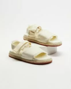 Superga 1911 Sandal Fringed Organic Canvas Rope Natural Beige