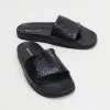 Superga 1908 Woven Leather Slides - Women's Black