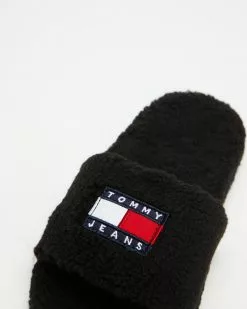 Tommy Hilfiger Tommy Badge Sherpa Slides Black -Sandals Sales Shop http3A2F2Fstatic.theiconic.com .au2Fp2Ftommy hilfiger 4656 0343131 3