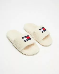 Tommy Hilfiger Tommy Badge Sherpa Slides Smooth Stone