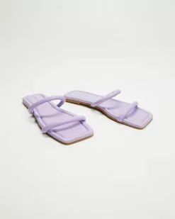 TOPSHOP Polly Leather Tubular Double Strap Sandals Lilac