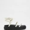 TOPSHOP Planet Ankle Wrap Sandals White