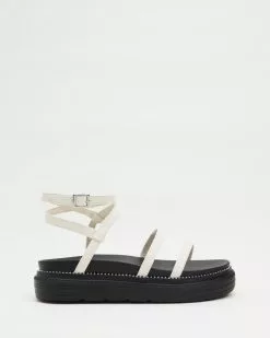 TOPSHOP Planet Ankle Wrap Sandals White