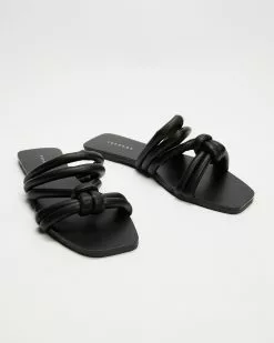 TOPSHOP Penny Leather Double Knot Tubular Sandals Black