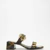 Versace Jeans Couture Logo Print Block Heel Sandals - Women's Black Logo Print