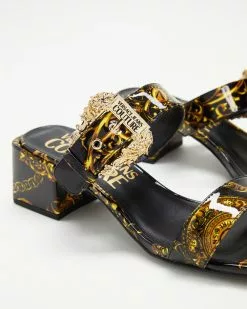 Versace Jeans Couture Logo Print Block Heel Sandals - Women's Black Logo Print -Sandals Sales Shop http3A2F2Fstatic.theiconic.com .au2Fp2Fversace jeans 5219 8351821 4
