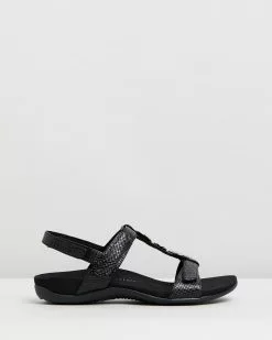 Vionic Farra Backstrap Sandals Black Lizard