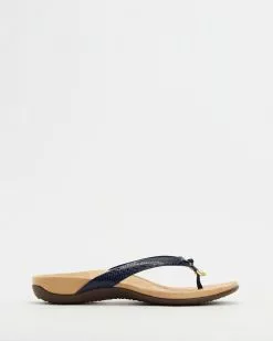 Vionic Bella Toe Post Sandals Navy Lizard