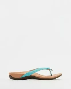 Vionic Bella Toe Post Sandals Teal Woven