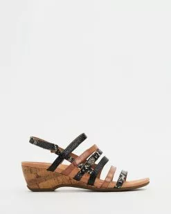 Vionic Tess Wedge Sandals Black & Brown