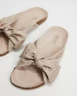 Walnut Melbourne Somerset Bow Slides Latte Leopard -Sandals Sales Shop http3A2F2Fstatic.theiconic.com .au2Fp2Fwalnut melbourne 6369 9665821 4