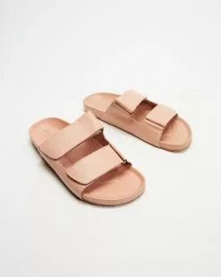 Walnut Melbourne Penelope Leather Slides Peony