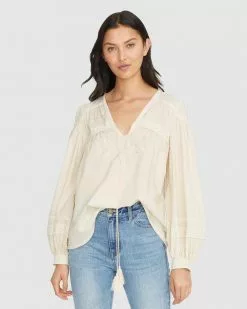 We Are Kindred Carla Embroidery Blouse ALMOND