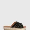 Wittner Usko Suede Stitched Espadrille Slides Black