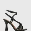 Wittner Roxanne Leather Flared Heel Strappy Sandals Black