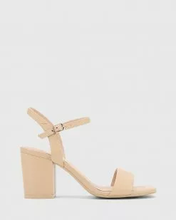 Wittner Collin Leather Block Heel Ankle Strap Sandals Nude
