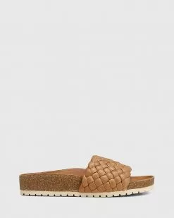 Wittner Alonso Woven Leather Slides Tan