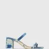 Wittner Kourtney Tie Dye Leather Block Heel Sandals Blue