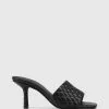 Wittner Cloud Quilted Leather Stiletto Heel Slides Black