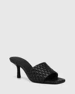Wittner Cloud Quilted Leather Stiletto Heel Slides Black -Sandals Sales Shop http3A2F2Fstatic.theiconic.com .au2Fp2Fwittner 1244 4263141 2