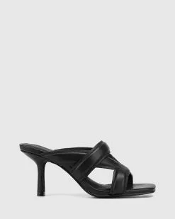 Wittner Casanova Leather Stiletto Heel Sandals Black