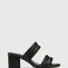 Wittner Million Leather Triangular Heel Sandals Black