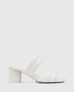 Wittner Million Leather Triangular Heel Sandals White